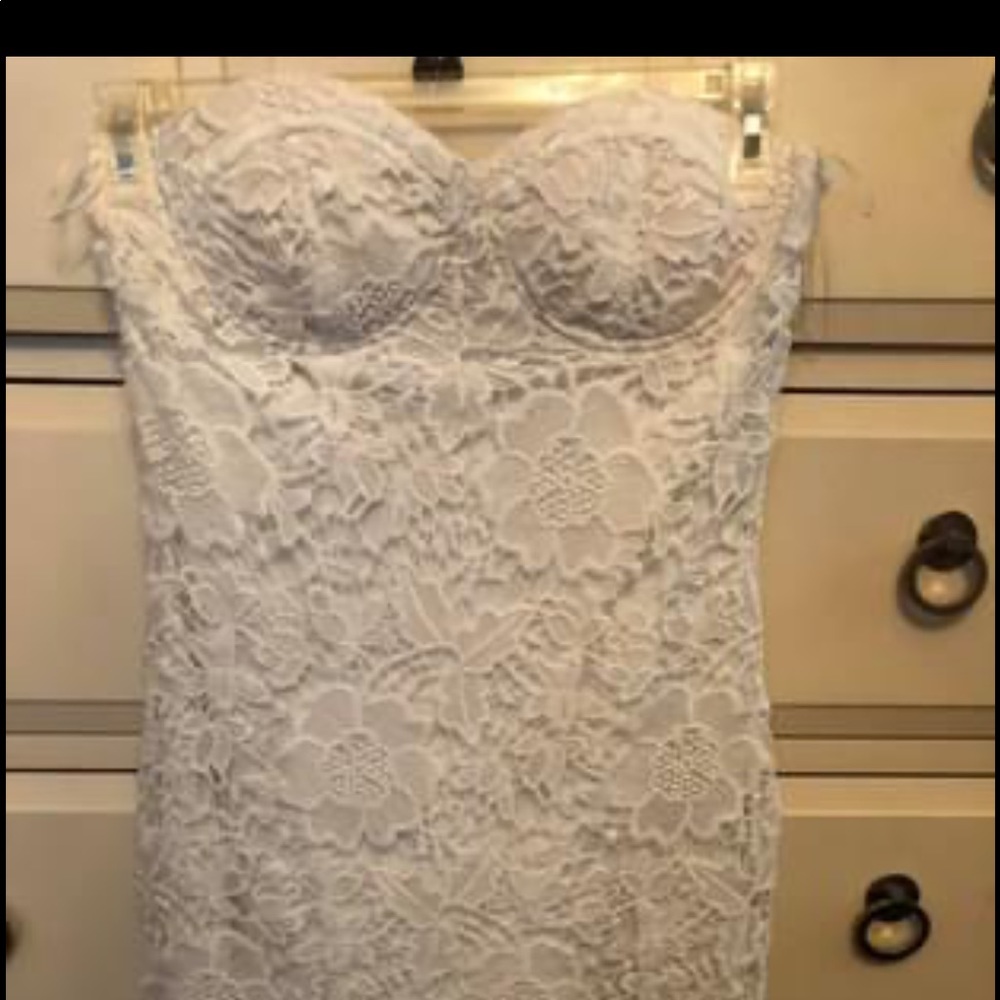 Misguided white strapless dress - size 12